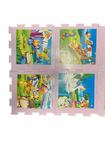 Covor de joaca tip puzzle cu animale basme,spuma,multicolor,8 piese,mov [2]