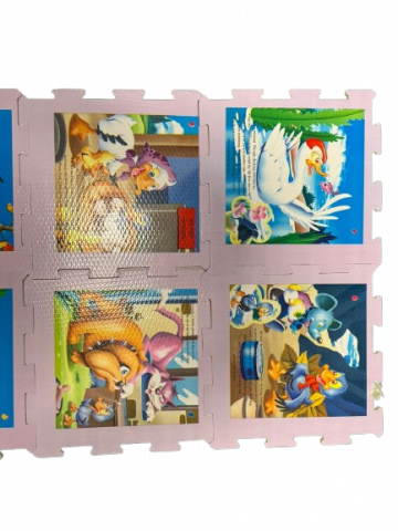 Covor de joaca tip puzzle cu animale basme,spuma,multicolor,8 piese,mov [1]