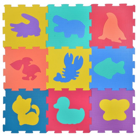Jocuri si articole copii - Covor de joaca tip puzzle cu animalute si insecte,spuma,multicolor,9 piese