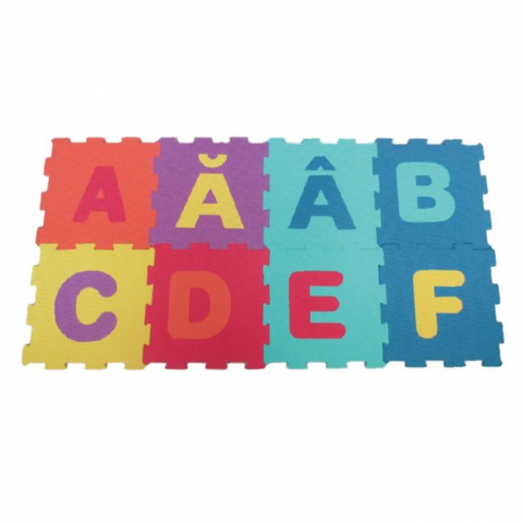 Jocuri si articole copii - Covor de joaca tip puzzle cu primele litere,spuma,multicolor,8 piese