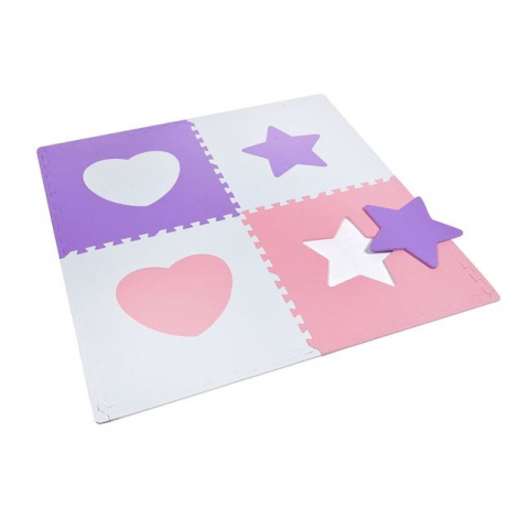 Covor de joaca tip puzzle,inimi si stele,spuma,multicolor,4 piese [2]