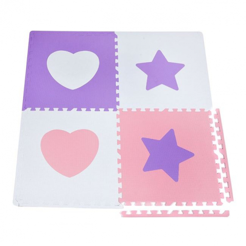 Covor de joaca tip puzzle,inimi si stele,spuma,multicolor,4 piese [1]