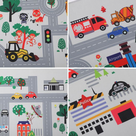 Covor dreptunghiular pentru copii model cu trasee,gri,150x100 cm [1]