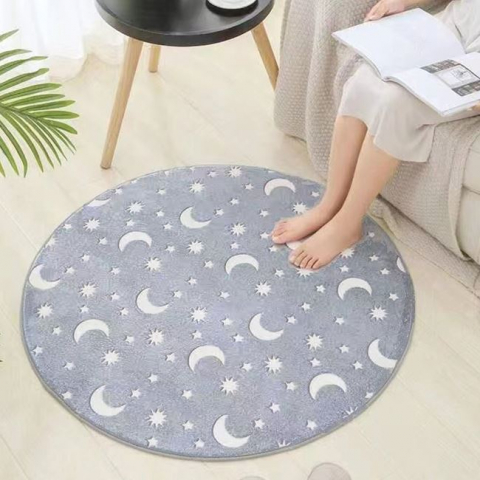 Covor rotund pentru copii cu stele fosforescente,gri,80 cm [2]