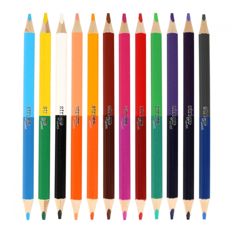 Creioane colorate duble Strigo Jumbo, 12 buc, 24 culori, cu ascuțitoare [2]