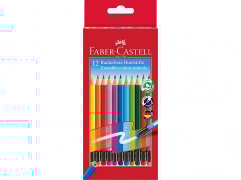 Creioane colorate - Creioane colorate Faber-Castell 12/set, hexagonale, cu gumă eco