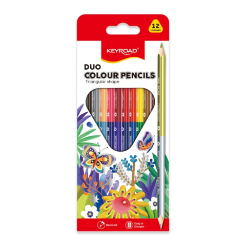Creioane colorate - Creioane colorate Keyroad Duo, 2 capete, 24 culori, blister carton
