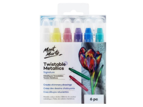 Creioane colorate - Creioane colorate retractabile metalizate Mont Marte, 6 buc/set
