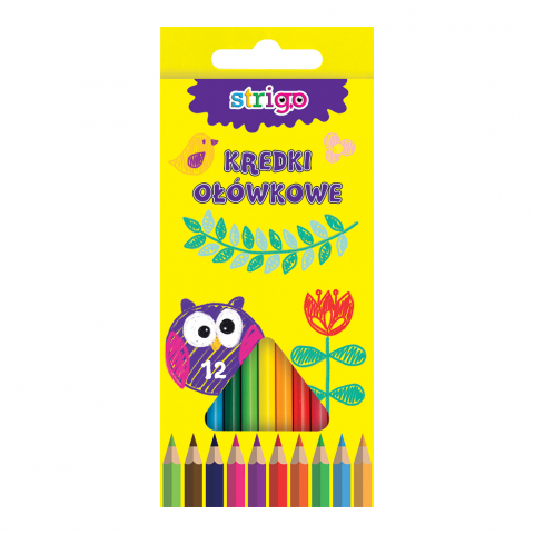 Produse art & craft-Lucru manual - Creioane colorate Strigo, 12 culori, triunghiulare
