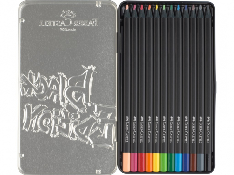 Creioane Faber-Castell Black Edition 12 culori, triunghiulare, cutie metal [1]