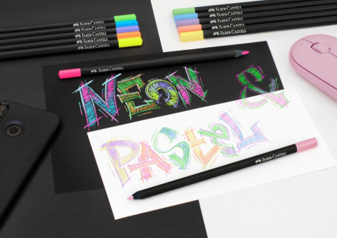 Creioane Black Edition Faber-Castell 12/set, pastel + neon, triunghiulare [4]