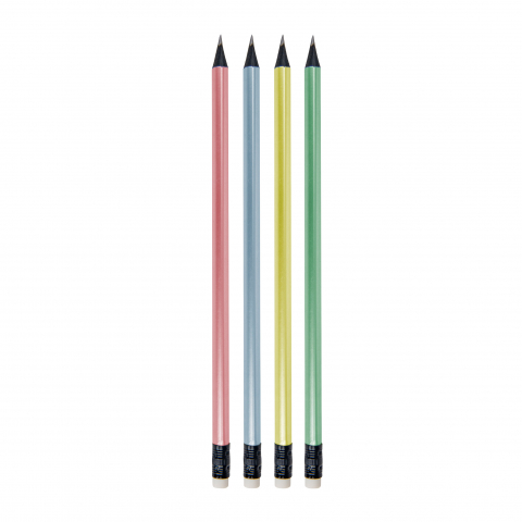 Creioane si accesorii - Creion Strigo HB cu gumă, lemn negru, corp pastel metalic