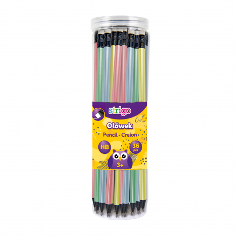 Creion Strigo HB cu gumă, lemn negru, corp pastel metalic [1]