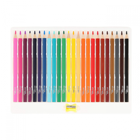 Creioane triunghiulare colorate Strigo,ascutitoare inclusa, 24 culori/set [1]