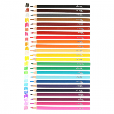 Creioane triunghiulare colorate Strigo,ascutitoare inclusa, 24 culori/set [2]