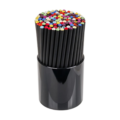 Papetarie & Birotica - Creion diamant  grafit HB, corp rotund negru, acryl, cap diverse culori