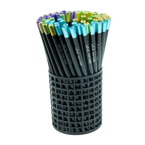 Papetarie & Birotica - Creion grafit HB, corp rotund metalic, acryl, cap diverse culori