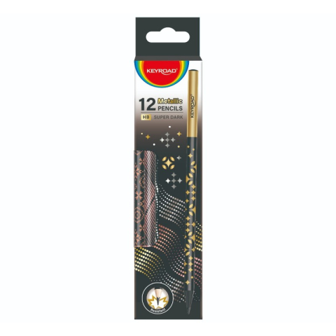 Creioane Grafit - Creion grafit Keyroad HB, corp rotund negru imprimat cu desen holgrafic, fara guma de sters, diverse modele