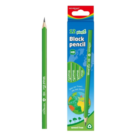 Creioane Grafit - Creion grafit Keyroad HB, corp triunghiular plastic verde, fara guma de sters