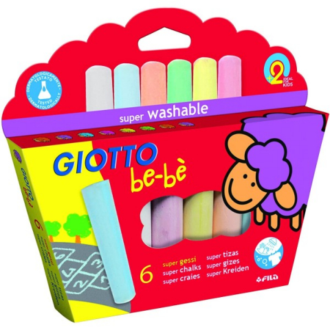 Creta colorata pentru asfalt - Creta colorata Giotto bebe,+2 ani, 6 bucati/set