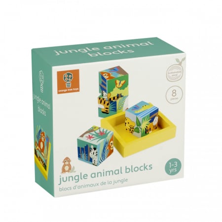 Jucarii de sortat si motricitate - Cuburi cu Animale din Junglă, Orange Tree Toys