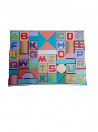 Jocuri si articole copii - Cuburi Litere de construit in culori pastelate