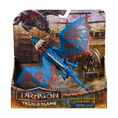 Jocuri si articole copii - CUM SA ITI DRESEZI DRAGONUL INCERCAREA FLACARII SET DRAGON DEADLY NADDER SI FIGURINA ASTRID