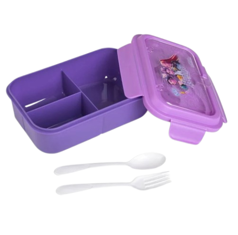 Cutie alimente K-Pop pentru copii, 3 compartimente, tacamuri incluse, mov [1]