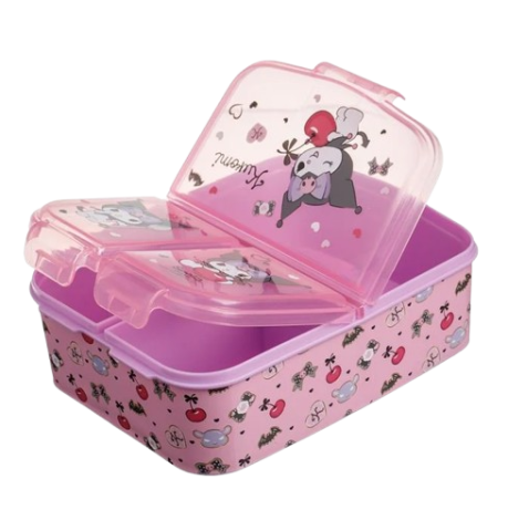 Cutie alimente Kuromi cu 3 compartimente, plastic fara BPA, roz, 790 ml [1]