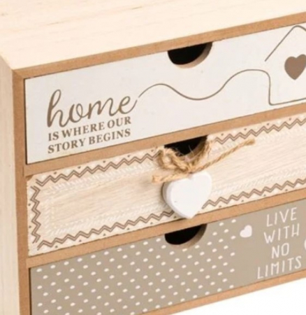 Cutie decorativa cu 3 sertare pentru noptiera sau birou din lemn [3]