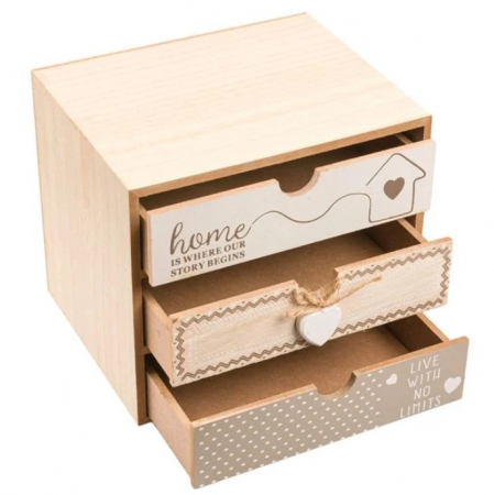 Cutie decorativa cu 3 sertare pentru noptiera sau birou din lemn [1]