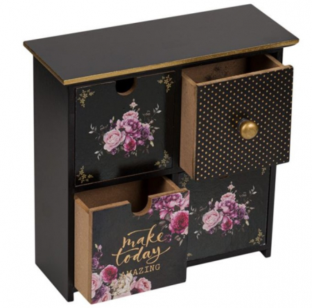 Cutie decorativa cu 4 sertare pentru noptiera sau birou din lemn [1]
