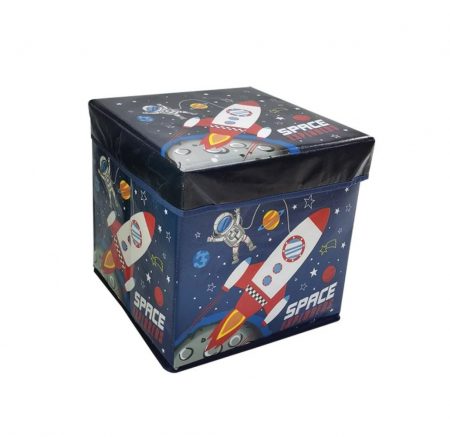Corturi, cutii depozitare si textile pentru copii - Cutie depozitare cu capac, Design Rachetă, 24 litri