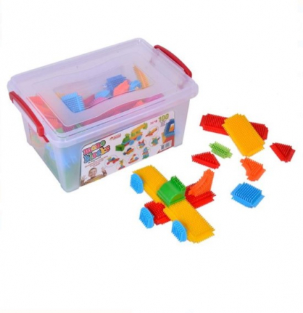 Seturi  de constructie - Cutie depozitare cu cuburi cuneiforme  de construit-100 piese