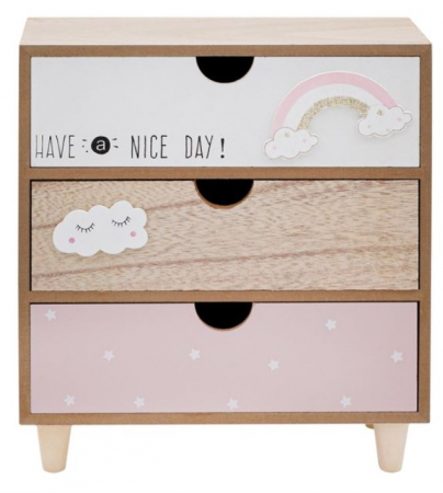 Decoratiuni - Cutie depozitare decorativa din lemn cu 3 sertare si picioare pentru birou