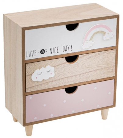 Cutie depozitare decorativa din lemn cu 3 sertare si picioare pentru birou [1]