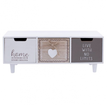 Decoratiuni - Cutie depozitare decorativa din lemn cu 3 sertare si picioare pentru obiecte mici