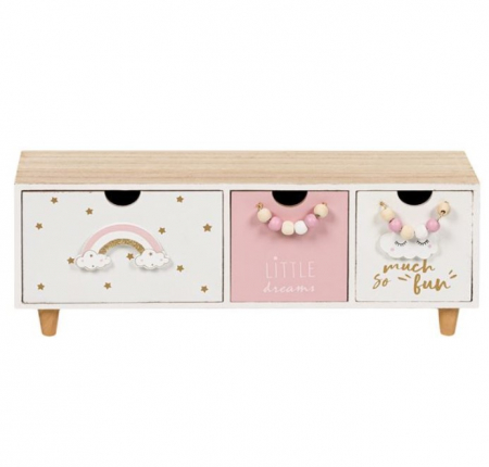 Decoratiuni - Cutie depozitare din lemn cu picioare si 3 sertare