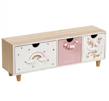 Cutie depozitare din lemn cu picioare si 3 sertare [2]