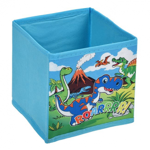 Jocuri si articole copii - Cutie depozitare,imprimeu dinozauri,textil,15x15x15 cm
