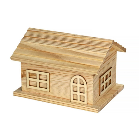 Materiale și accesorii craft - Cutie din lemn forma casuta pentru pictat si decorat, 15x12x11 cm