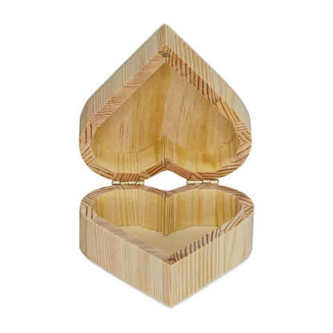 Materiale și accesorii craft - Cutie din lemn forma inima pentru pictat si decorat, 10x9.5 cm