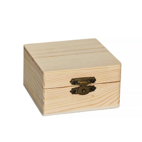 Materiale și accesorii craft - Cutie din lemn patrata pentru pictat si decorat, 8x8 cm