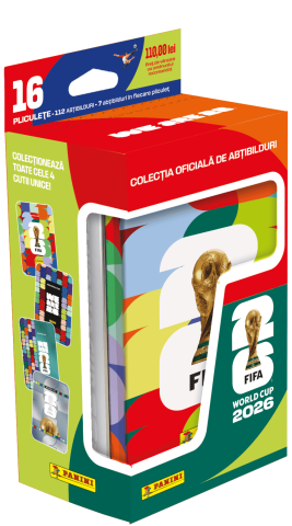Colecția Panini - Cutie metalica MEGA TIN cu 16 pachete stickere Panini FIFA World Cup 2026
