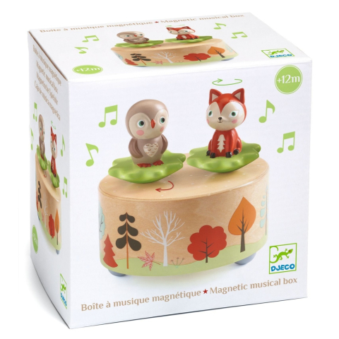 Jucarii muzicale - Cutie muzicala magnetica cu bufnita si vulpe, Djeco