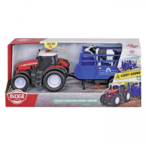 Jocuri si articole copii - DICKIE MASSEY FERGUSON TRACTOR SI REMORCA CU SUNETE SI LUMINI
