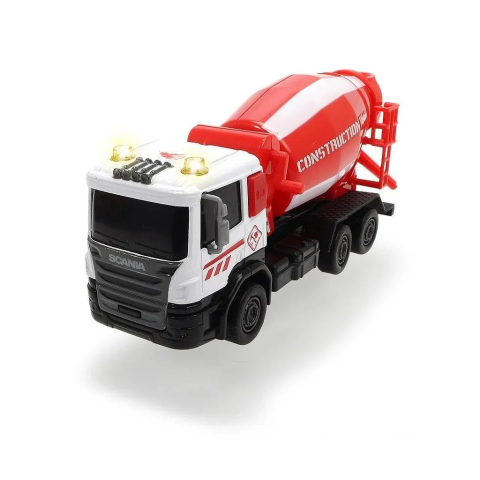 Jocuri si articole copii - DICKIE TOYS CITY WORKER  VEHICUL DE CONSTRUCTII CU LUMINI SI SUNETE BETONIERA ROSIE 17CM