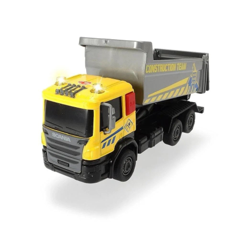DICKIE TOYS CITY WORKER  VEHICUL DE CONSTRUCTII CU LUMINI SI SUNETE CAMION GALBEN 17CM [1]