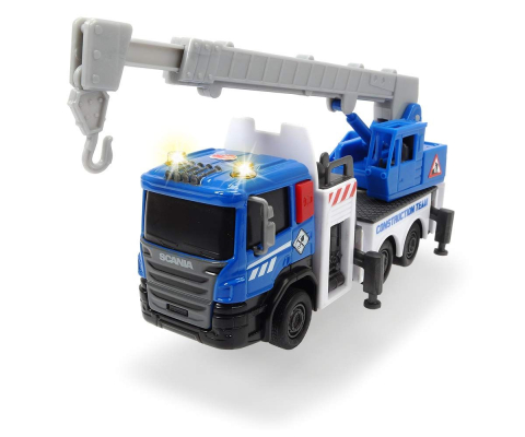 DICKIE TOYS CITY WORKER  VEHICUL DE CONSTRUCTII CU LUMINI SI SUNETE MACARA ALBASTRA 17CM [1]