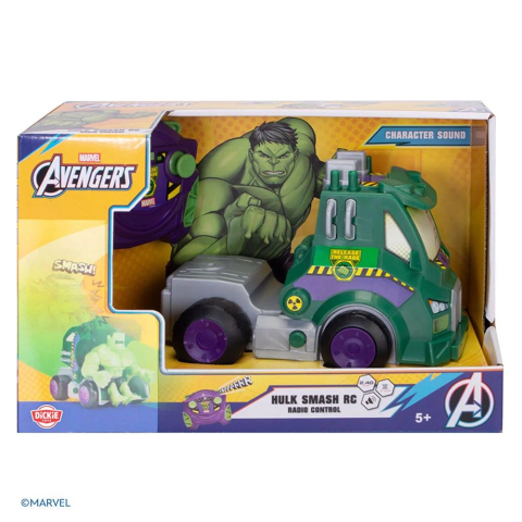 Masinute cu telecomanda - DICKIE TOYS MARVEL RAZBUNATORII MASINA RC CU TELECOMANDA 2.4GHz HULK SMASH CU SUNETE SCARA 1 LA 24